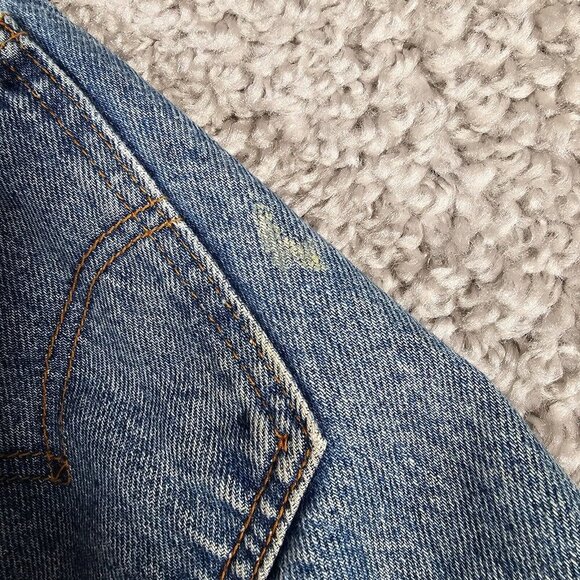 Levis 505 Jeans Mens 35x30 (Fits 33x25) Blue Straight Orange Tab Vintage Distres - Picture 12 of 16